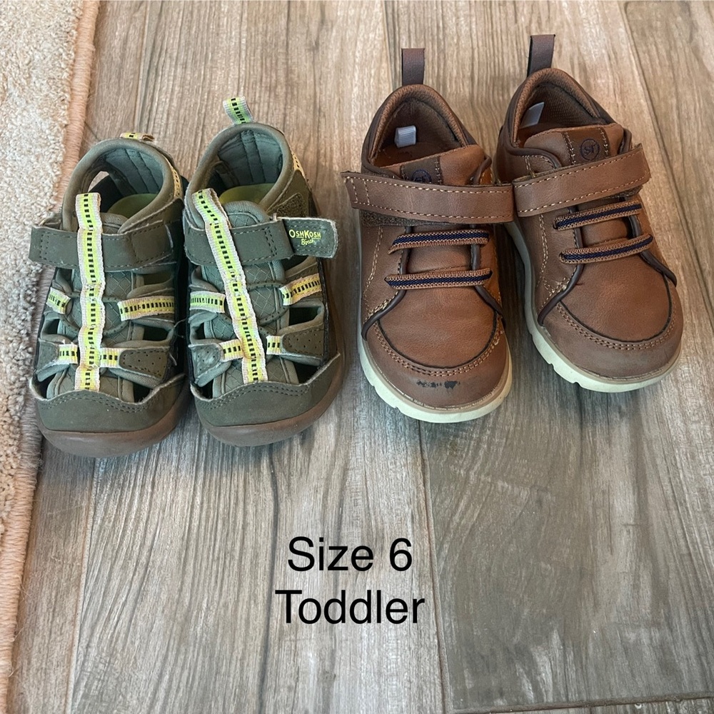👟👞 Toddler Shoe Bundle – Size 6 (OshKosh Sandals + Stride Rite Sneakers)